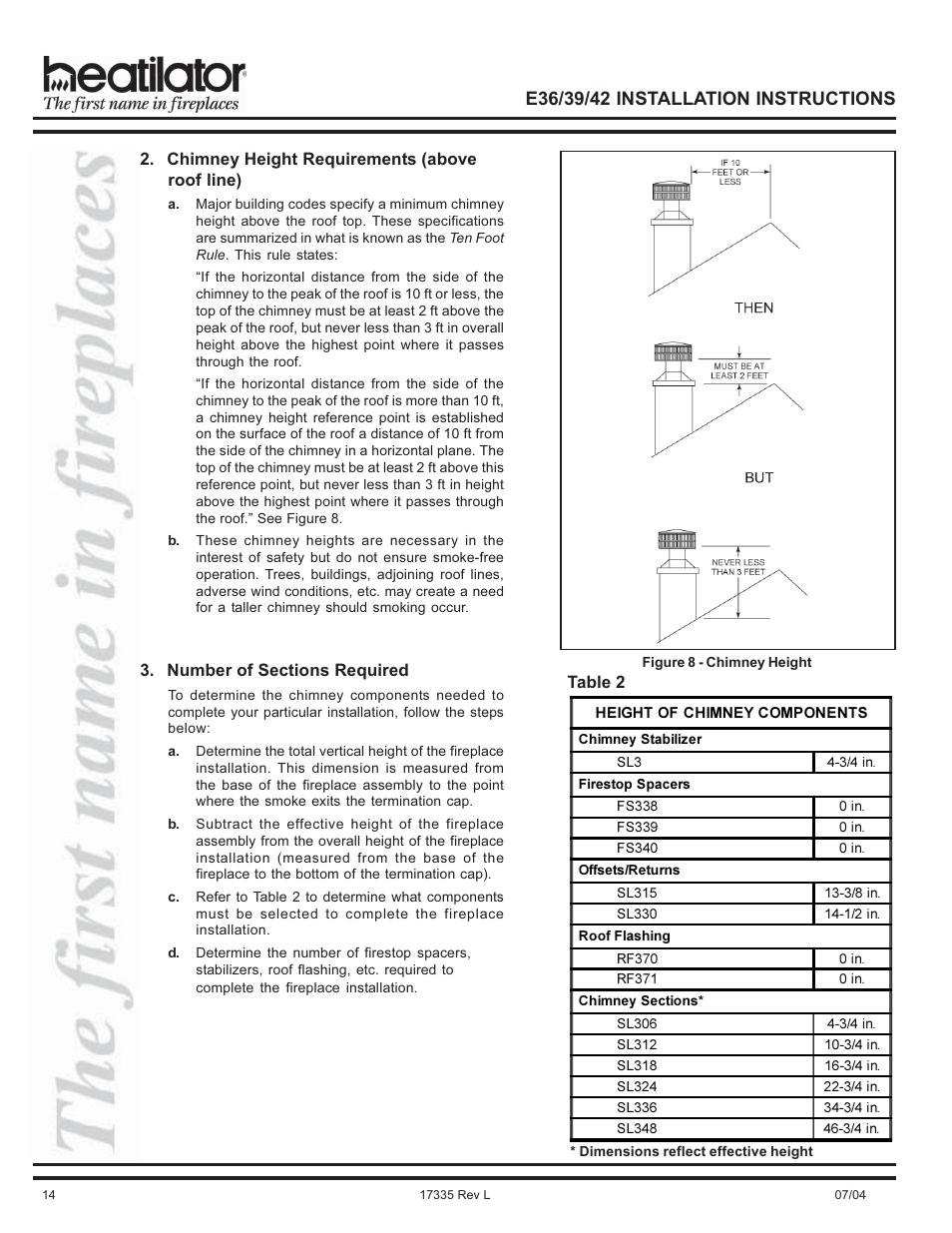 Height requirements, Number required, Ten foot rule | Hearth and Home Technologies E39 User Manual | Page 14 / 32