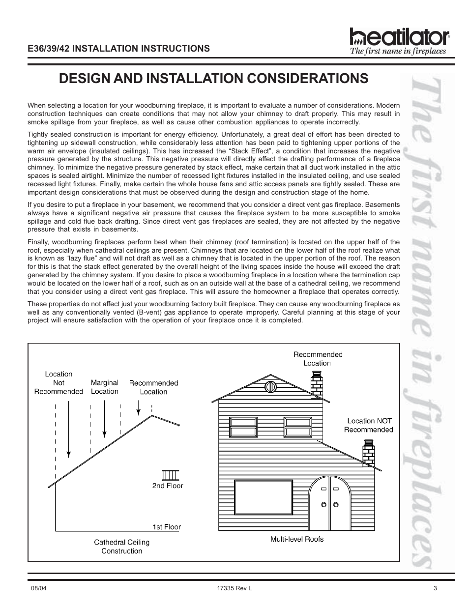 Design and installation considerations | Hearth and Home Technologies E39 User Manual | Page 3 / 32