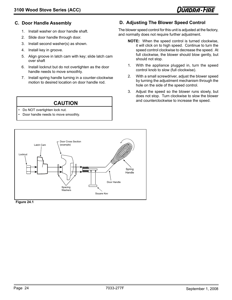 Caution, 3100 wood stove series (acc) | Hearth and Home Technologies 31ST-ACC User Manual | Page 24 / 48