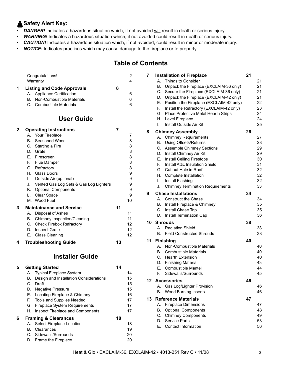 Hearth and Home Technologies EXCLAIM-36 User Manual | Page 3 / 56