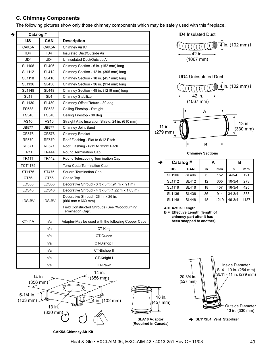 C. chimney components | Hearth and Home Technologies EXCLAIM-36 User Manual | Page 49 / 56