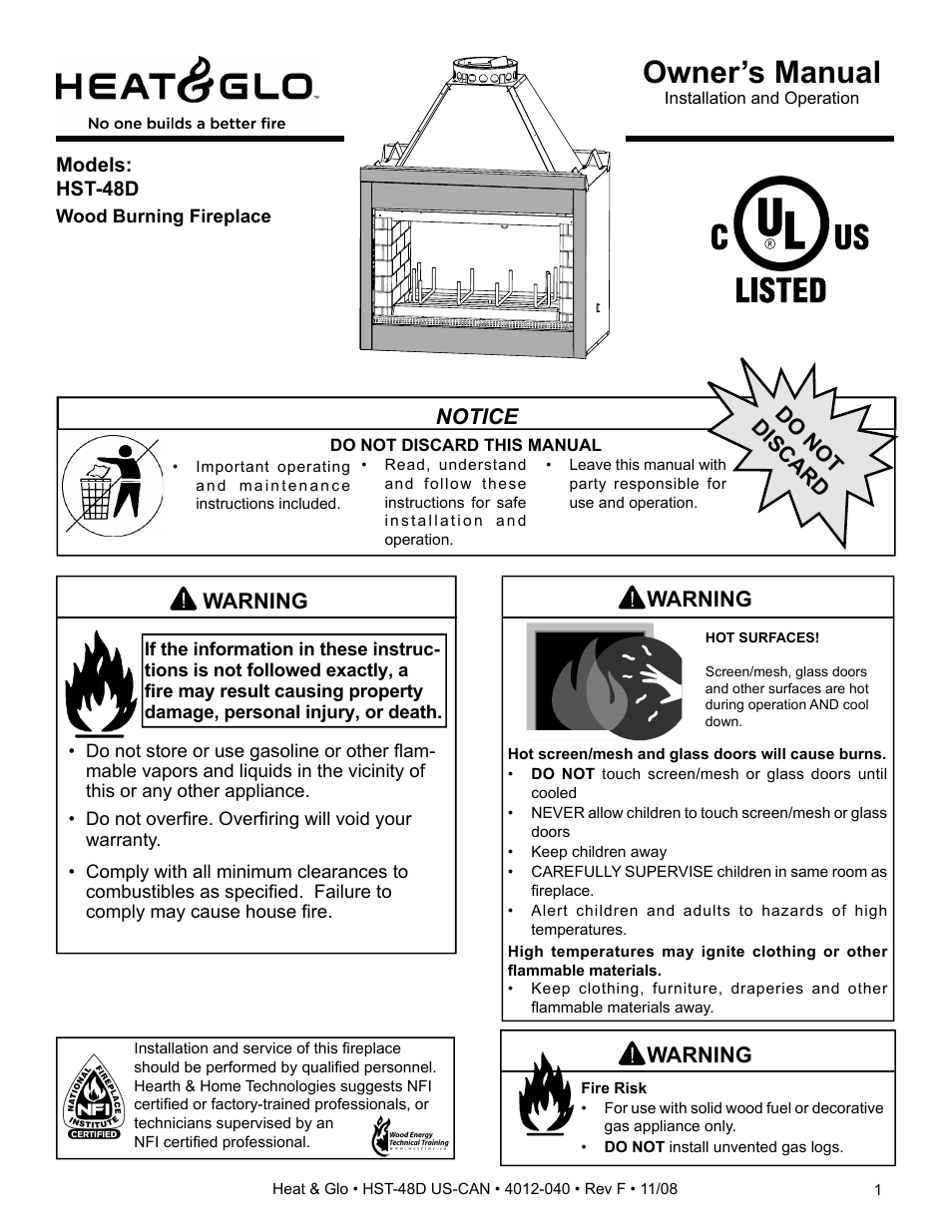 Hearth and Home Technologies HST-48D User Manual | 48 pages