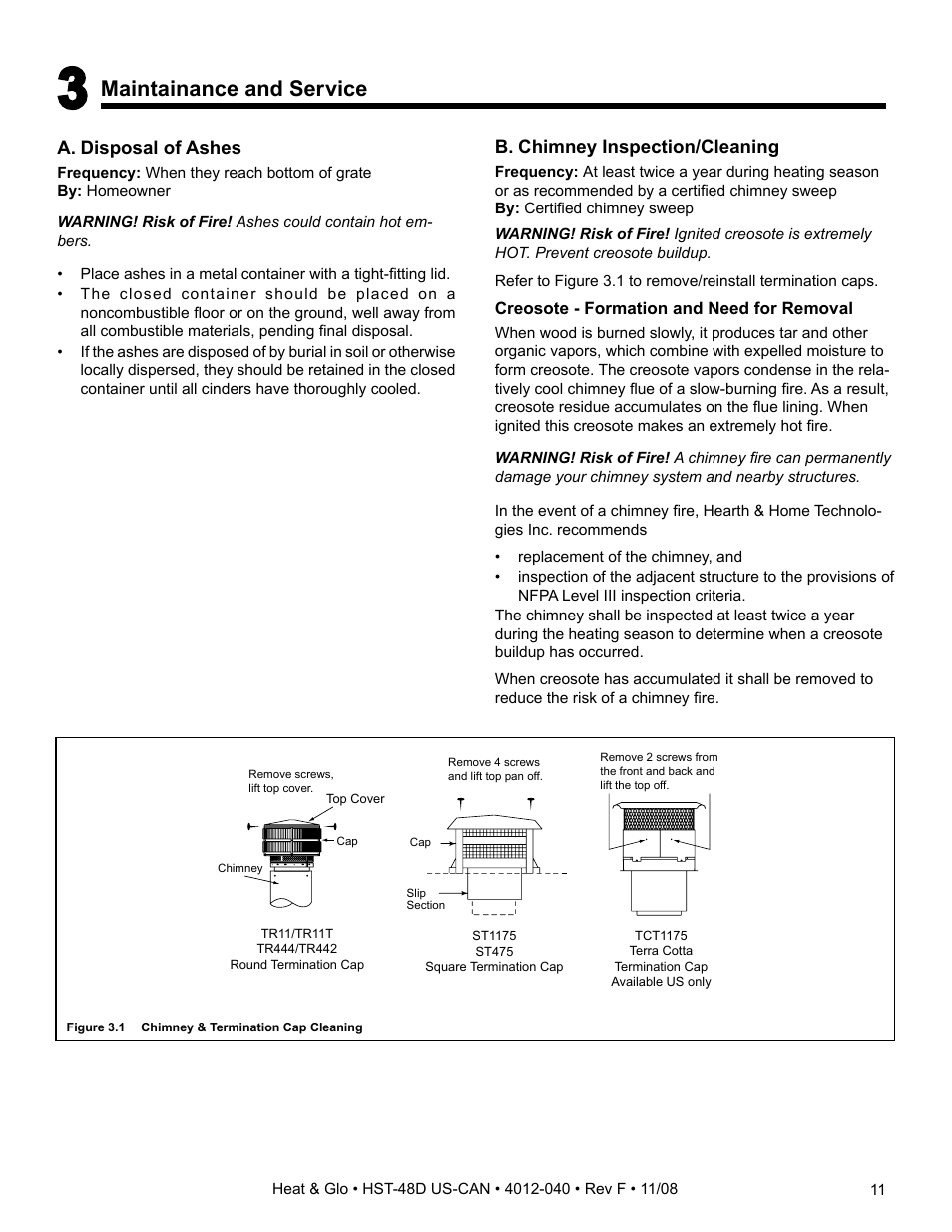 Maintainance and service | Hearth and Home Technologies HST-48D User Manual | Page 11 / 48