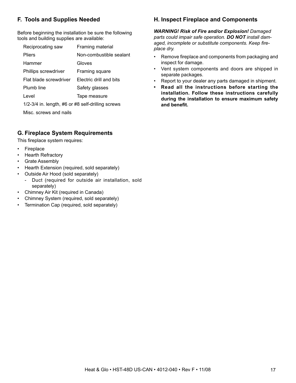 Hearth and Home Technologies HST-48D User Manual | Page 17 / 48