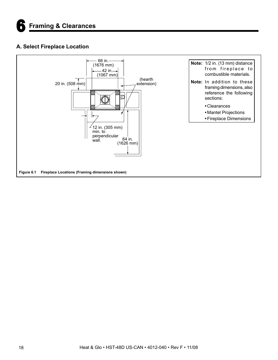 Framing & clearances | Hearth and Home Technologies HST-48D User Manual | Page 18 / 48