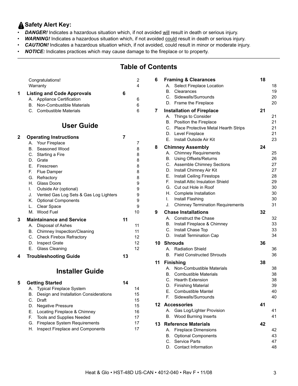 Hearth and Home Technologies HST-48D User Manual | Page 3 / 48