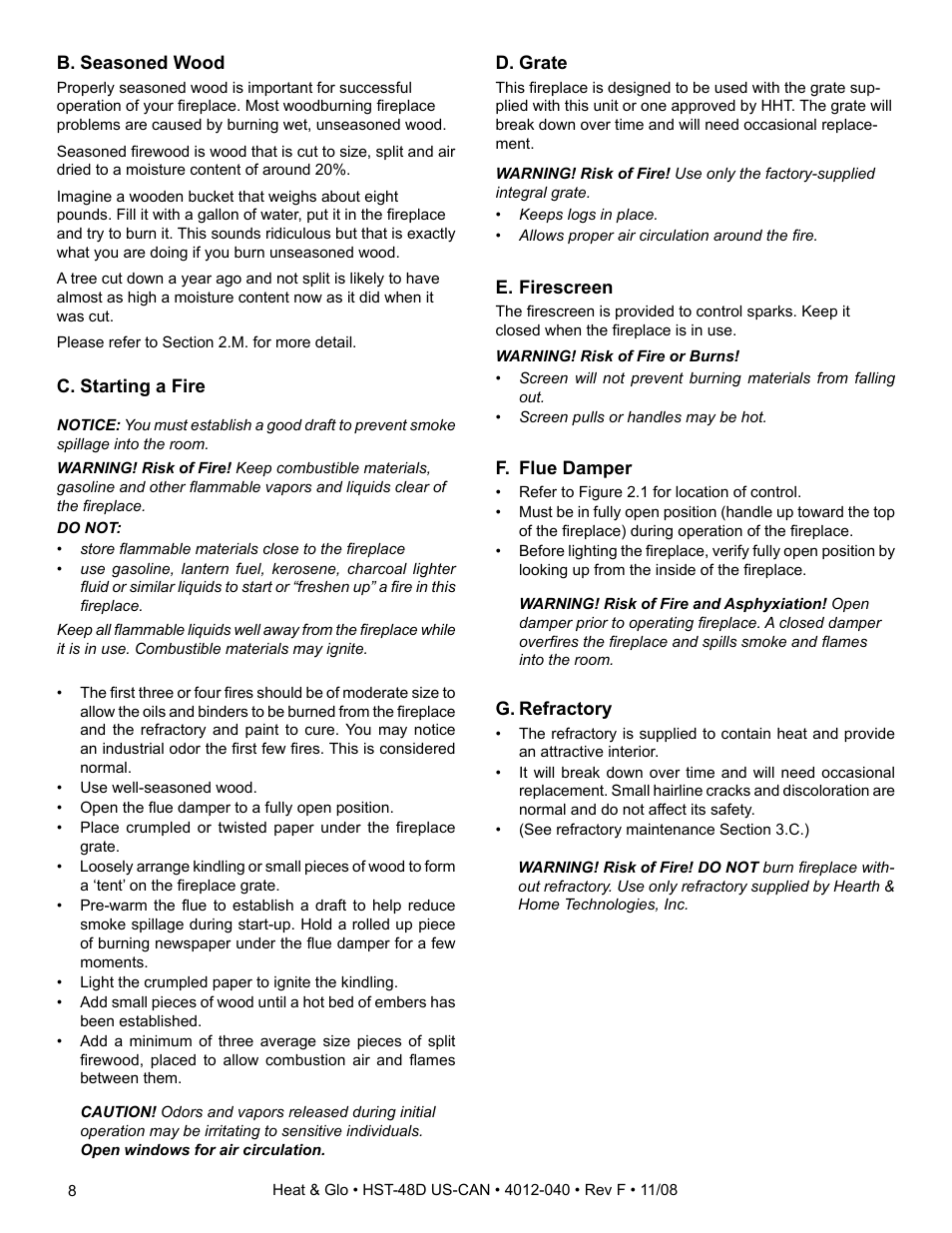 Hearth and Home Technologies HST-48D User Manual | Page 8 / 48
