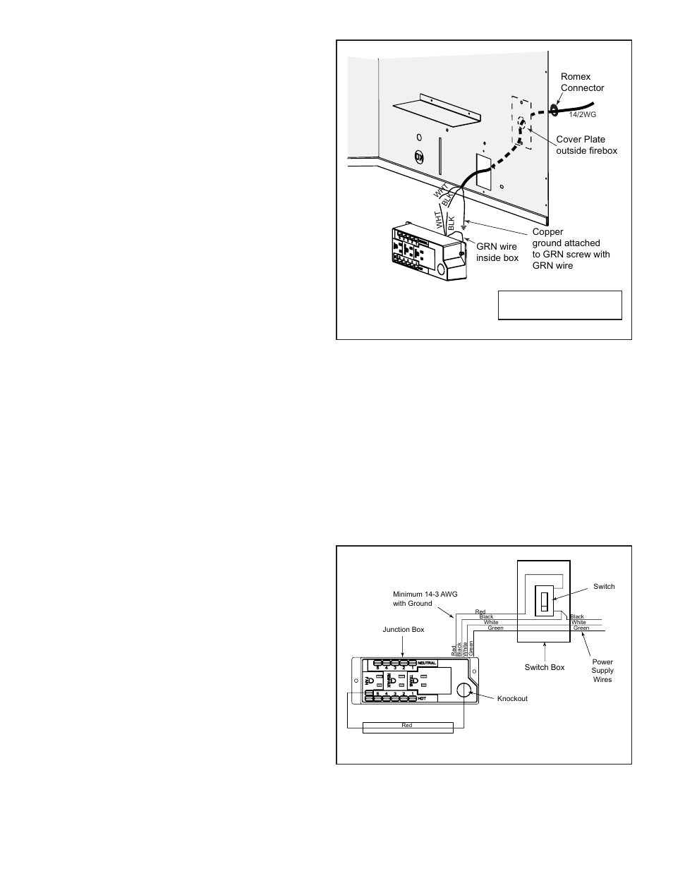 G. wall switch installation for fan (optional), F. junction box installation | Hearth and Home Technologies 6000GBV-LP User Manual | Page 31 / 46