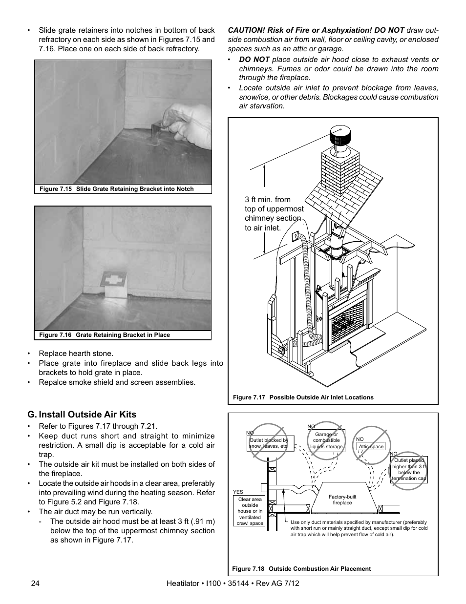 G. install outside air kits | Hearth and Home Technologies I100 User Manual | Page 24 / 52