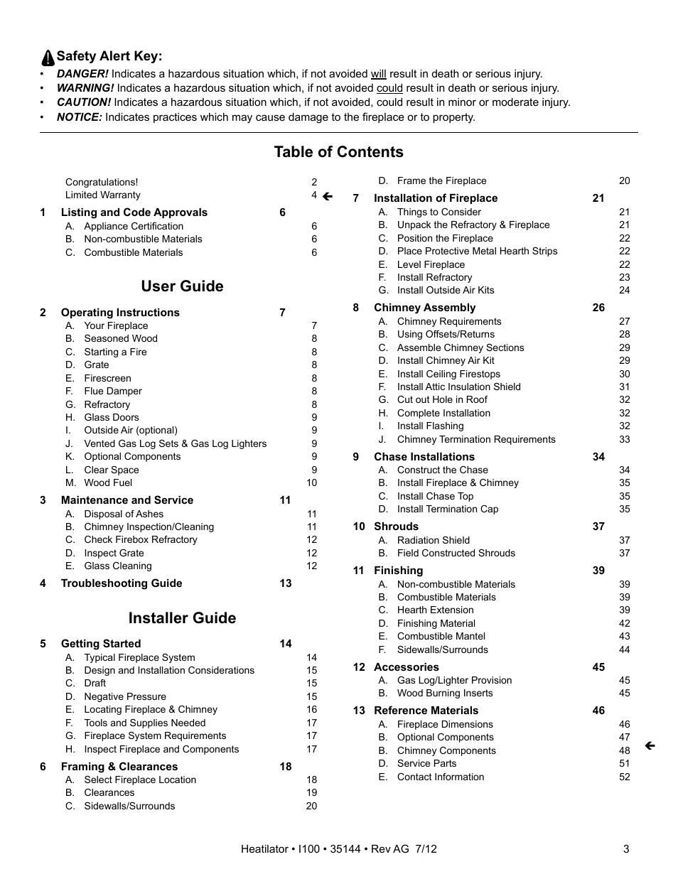 Hearth and Home Technologies I100 User Manual | Page 3 / 52