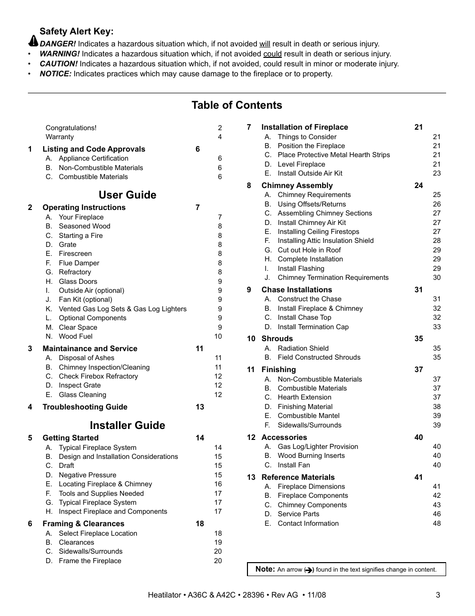 Hearth and Home Technologies A42C User Manual | Page 3 / 48
