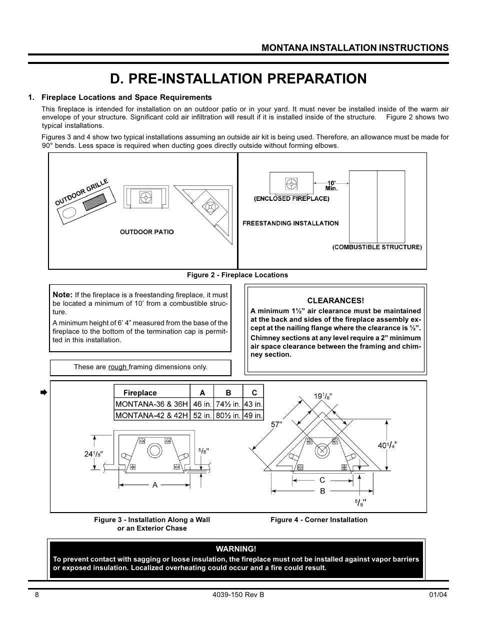 D. pre-installation preparation | Hearth and Home Technologies Montana-36 User Manual | Page 8 / 28
