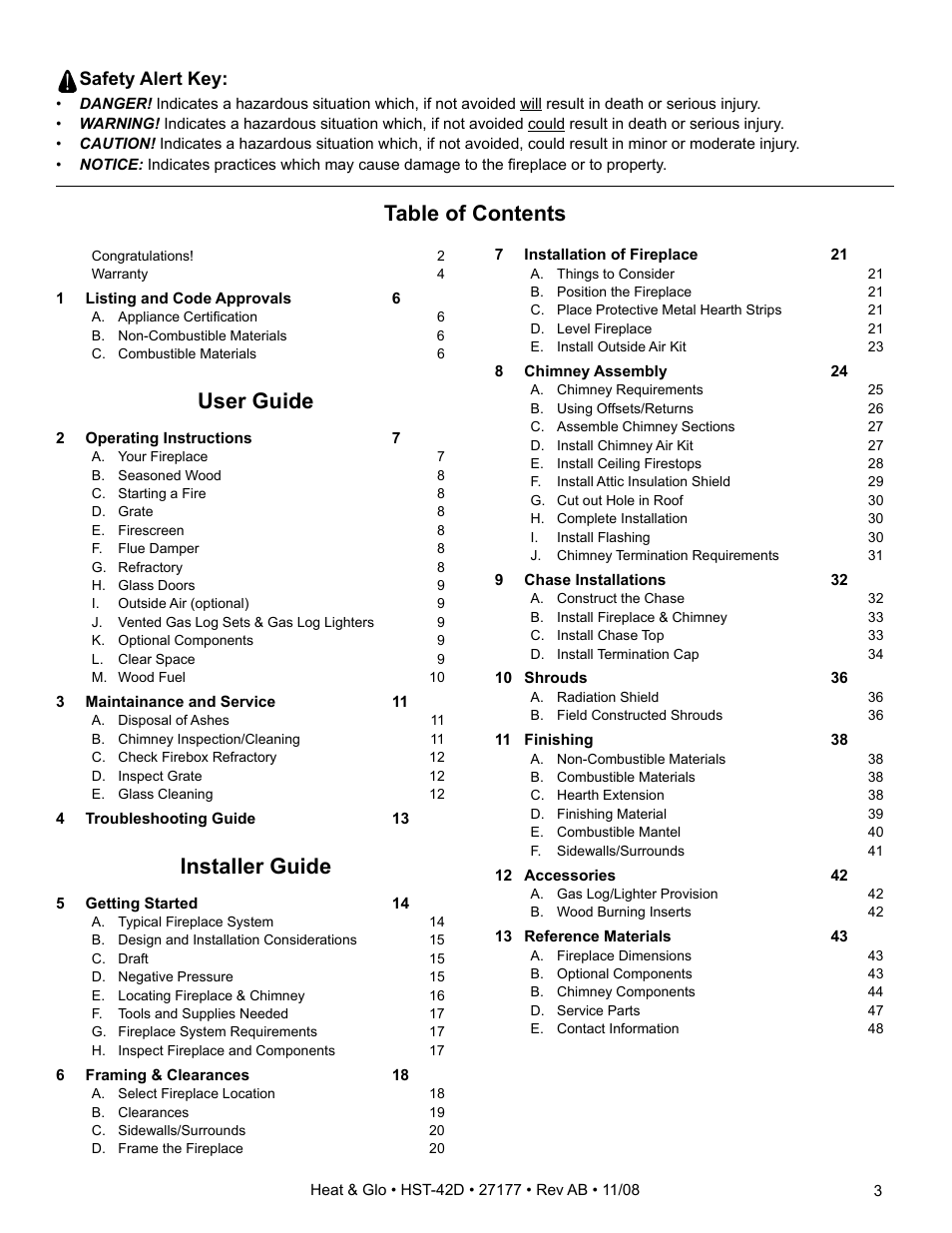 Hearth and Home Technologies Wood Burning Fireplace HST-42D User Manual | Page 3 / 48