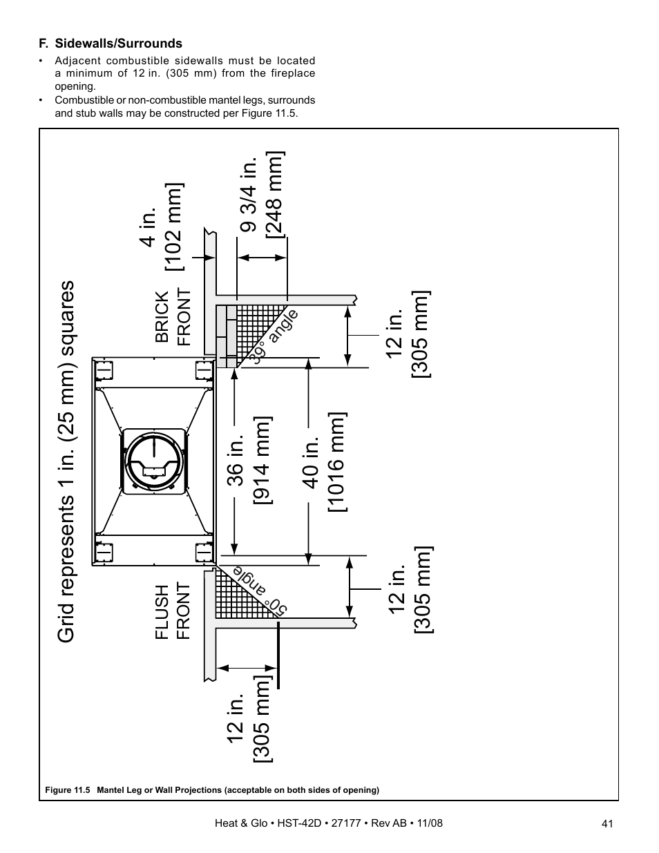 4 in. [102 mm | Hearth and Home Technologies Wood Burning Fireplace HST-42D User Manual | Page 41 / 48