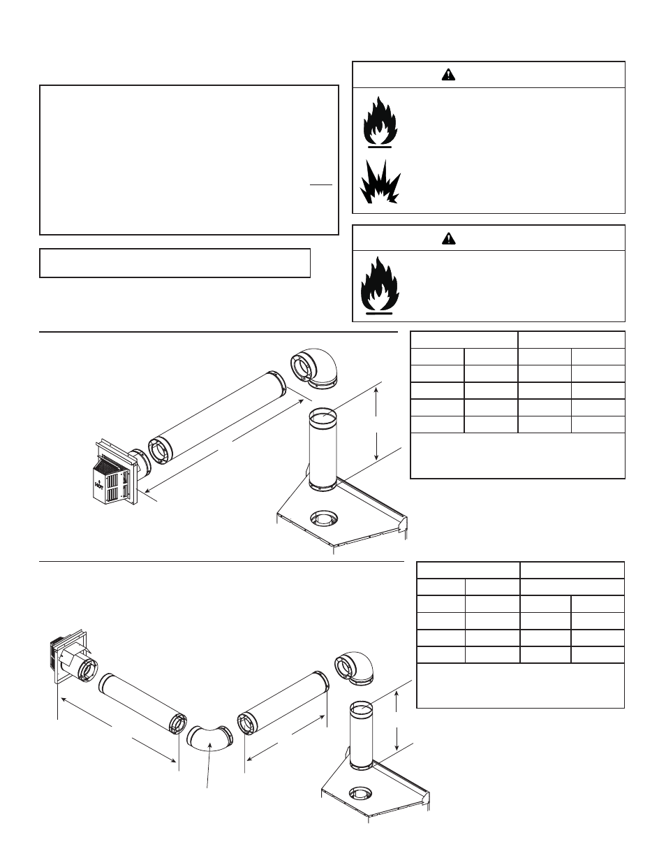 Warning, Top vent - horizontal termination, E. vent diagrams | Hearth and Home Technologies 6000GCF-IPI User Manual | Page 24 / 61