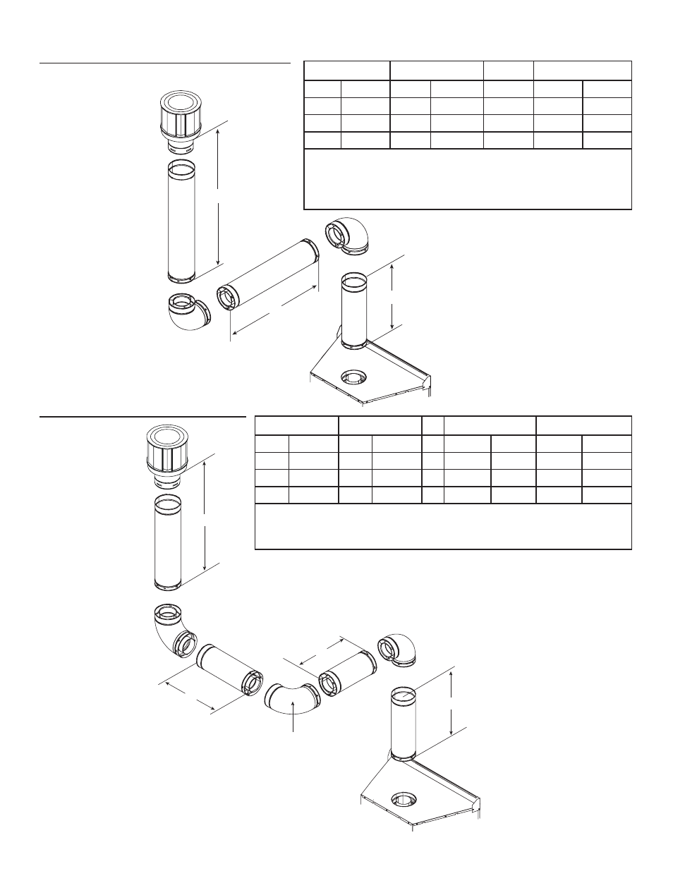 Two elbows, Three elbows, Top vent - vertical termination - (continued) | Hearth and Home Technologies 6000GCF-IPI User Manual | Page 27 / 61