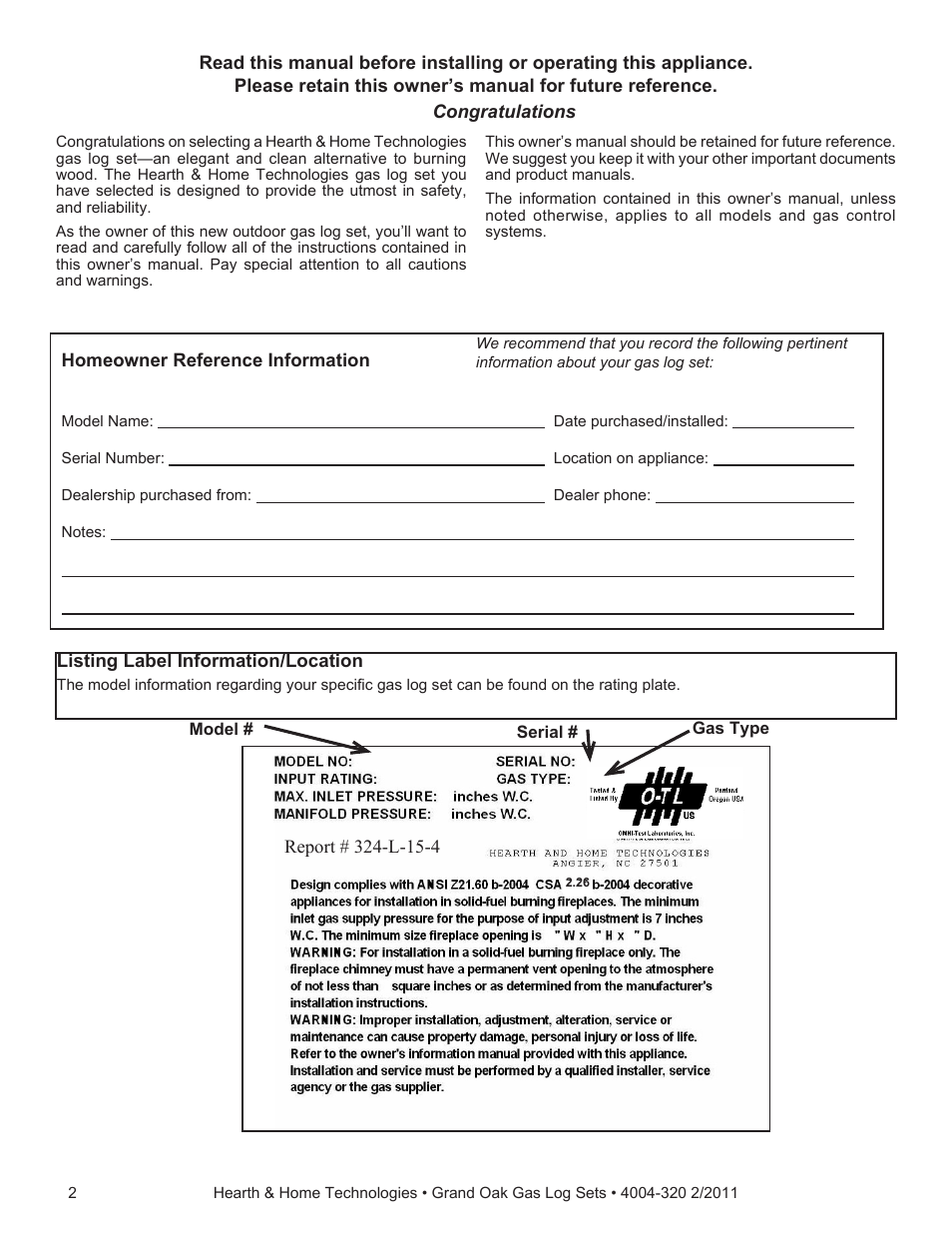 Hearth and Home Technologies ODGO324-IPI-NG User Manual | Page 2 / 16