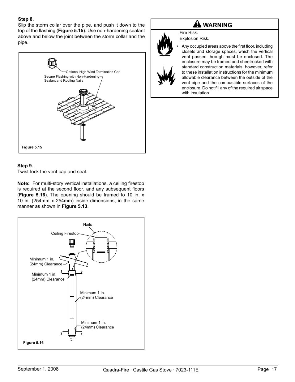 Warning | Hearth and Home Technologies CASTILE-GAS-MBK User Manual | Page 17 / 56