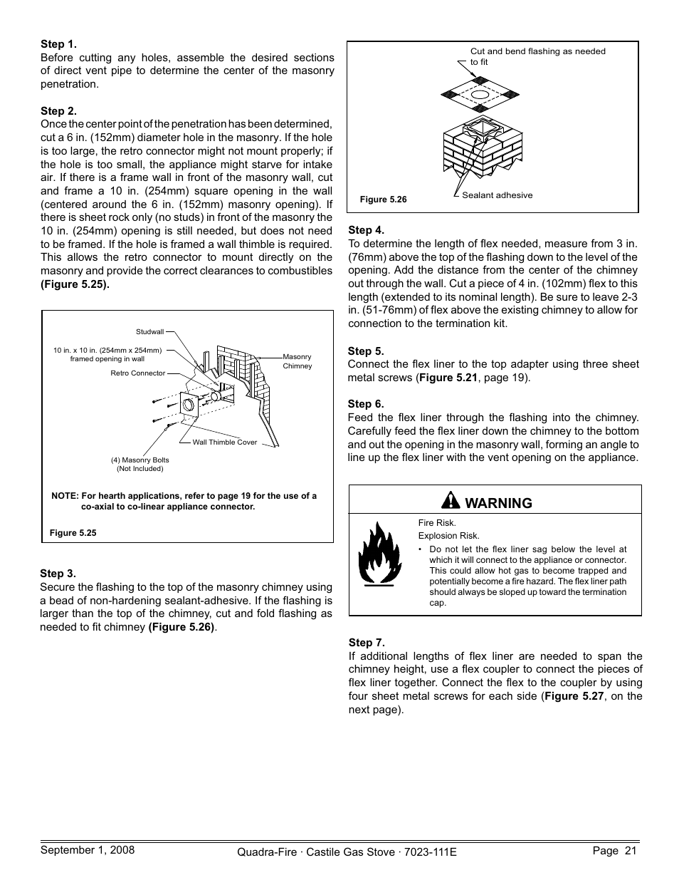 Warning | Hearth and Home Technologies CASTILE-GAS-MBK User Manual | Page 21 / 56