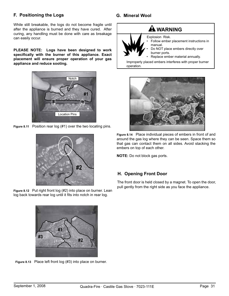 Warning | Hearth and Home Technologies CASTILE-GAS-MBK User Manual | Page 31 / 56