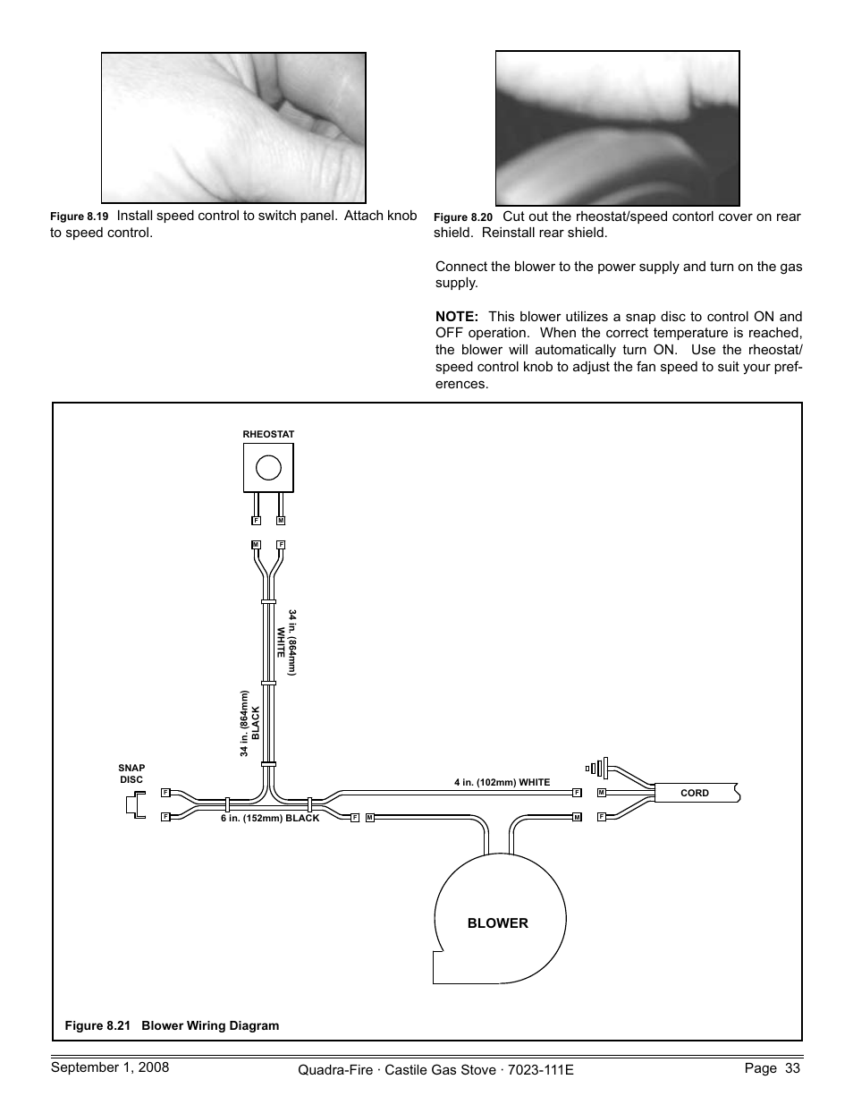 Blower, Figure 8.21 blower wiring diagram | Hearth and Home Technologies CASTILE-GAS-MBK User Manual | Page 33 / 56