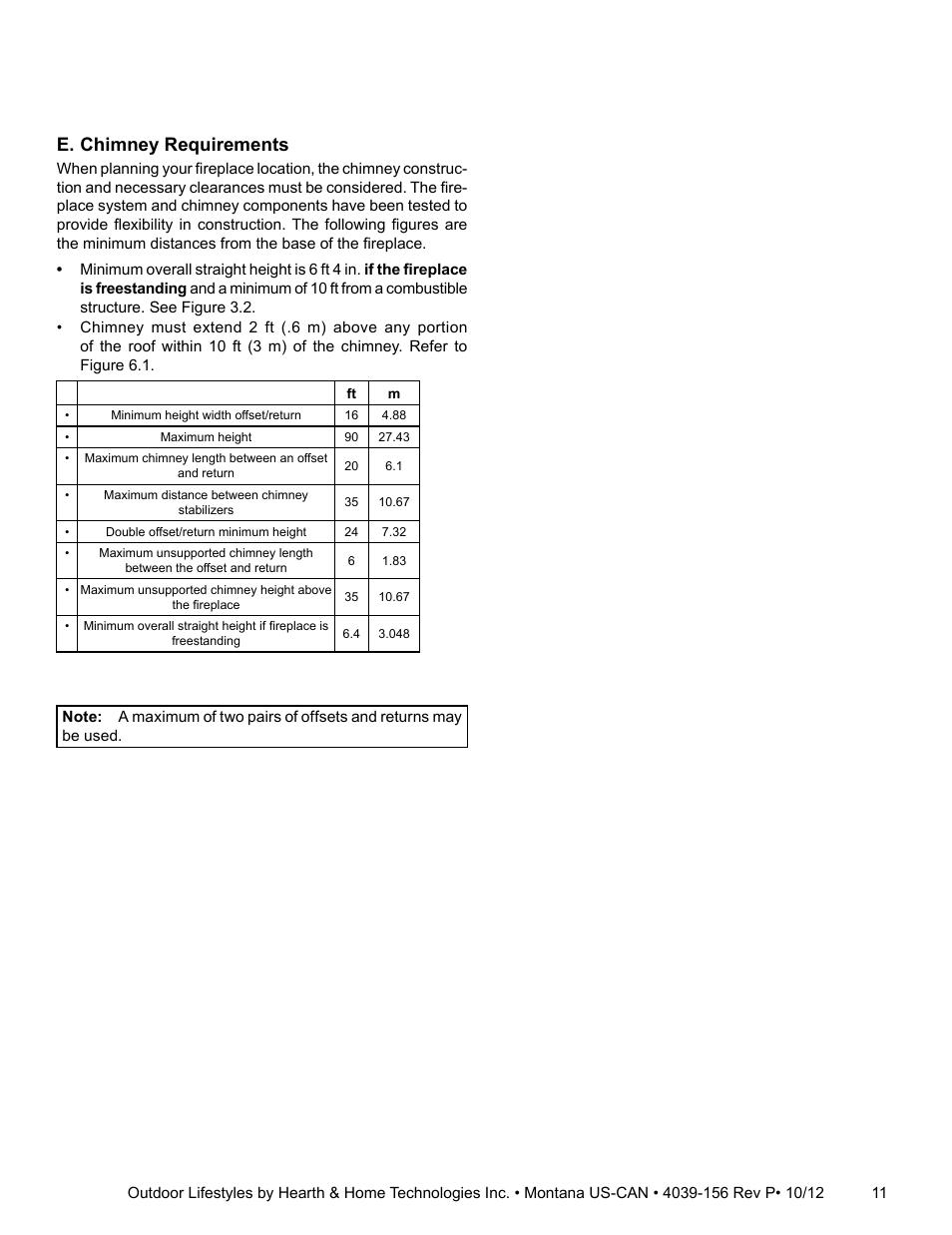 E. chimney requirements | Hearth and Home Technologies MONTANA 42  EN User Manual | Page 11 / 44