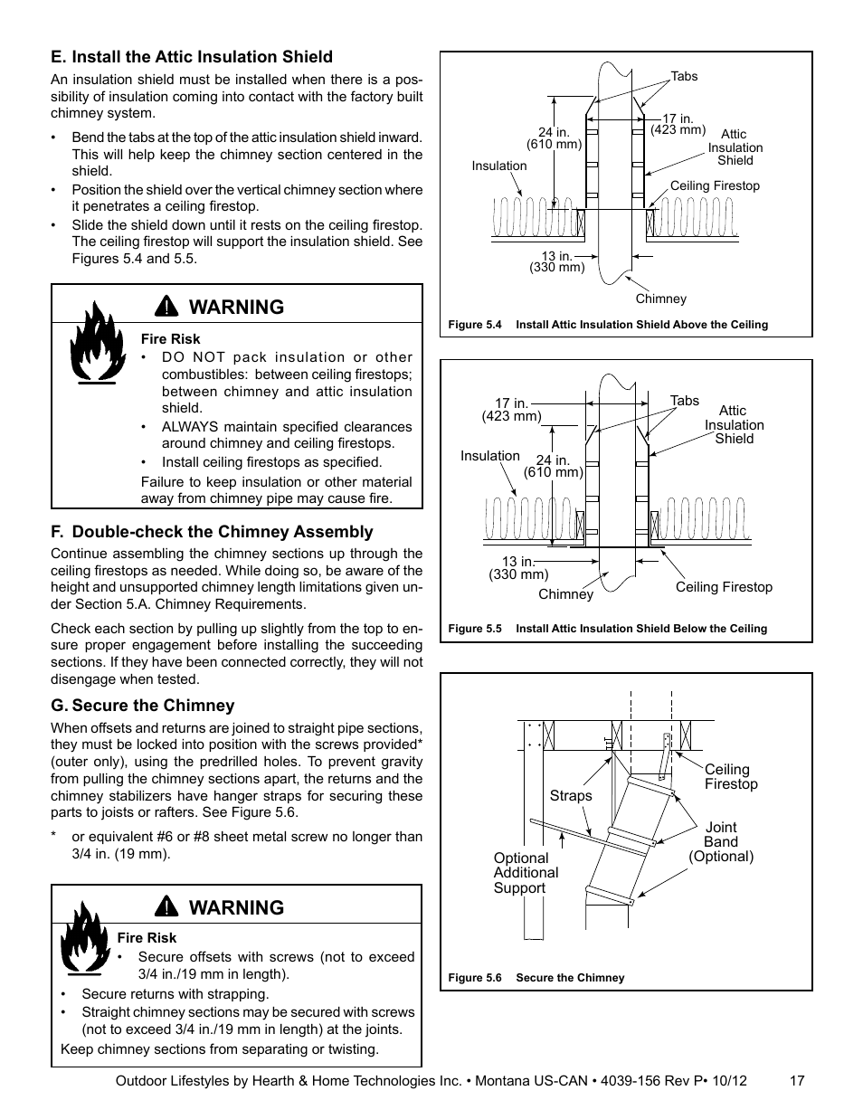 Warning | Hearth and Home Technologies MONTANA 42  EN User Manual | Page 17 / 44