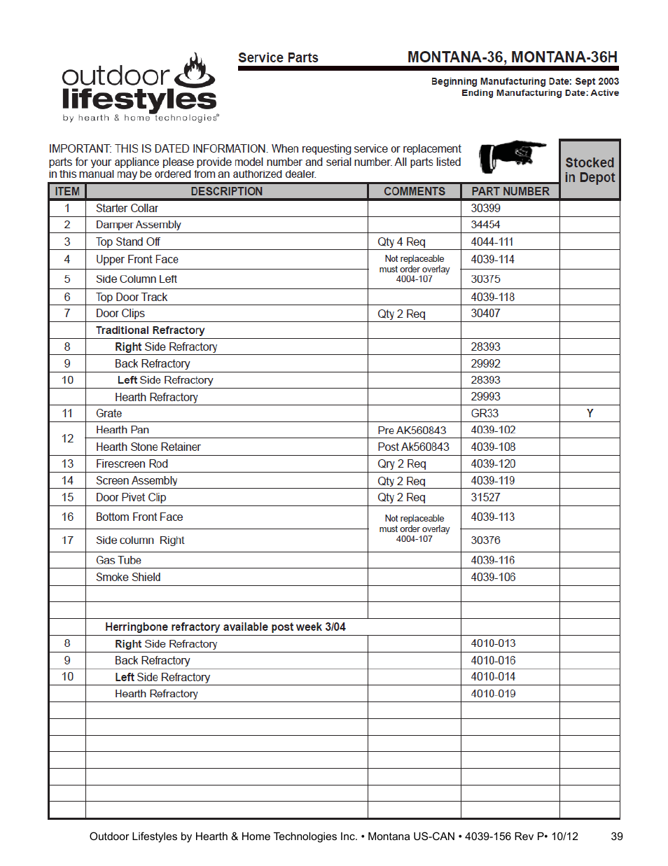 Hearth and Home Technologies MONTANA 42  EN User Manual | Page 39 / 44