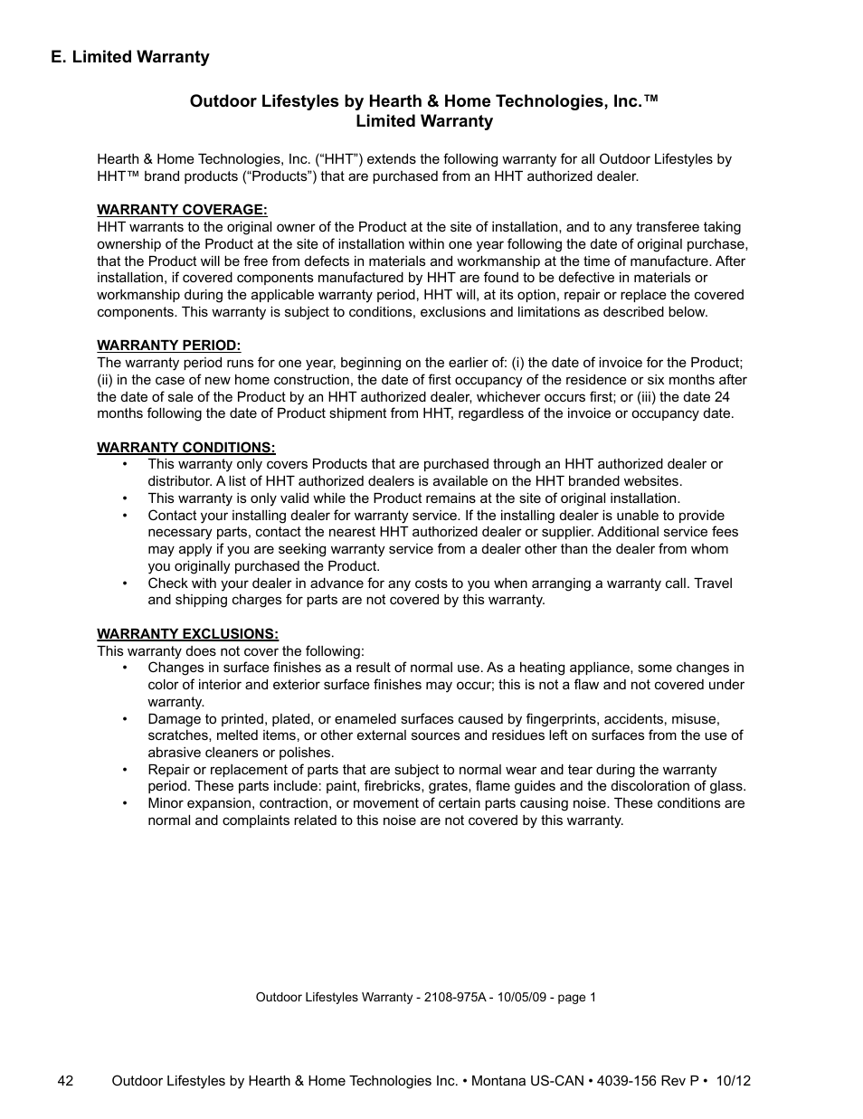 Hearth and Home Technologies MONTANA 42  EN User Manual | Page 42 / 44