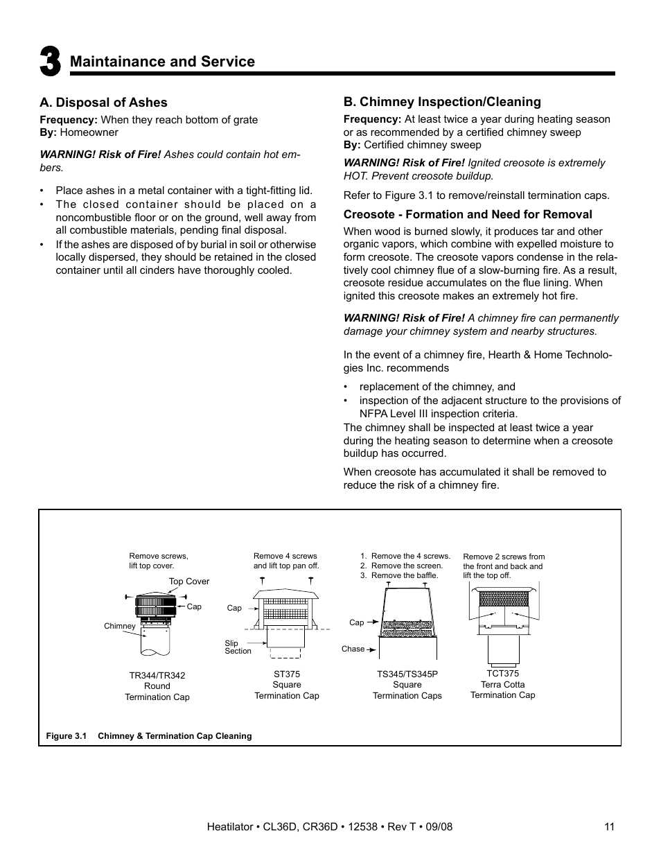 Maintainance and service | Hearth and Home Technologies CR36D User Manual | Page 11 / 48