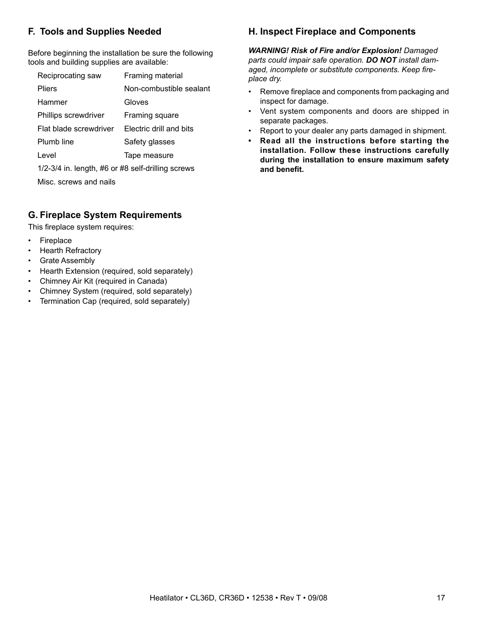 Hearth and Home Technologies CR36D User Manual | Page 17 / 48