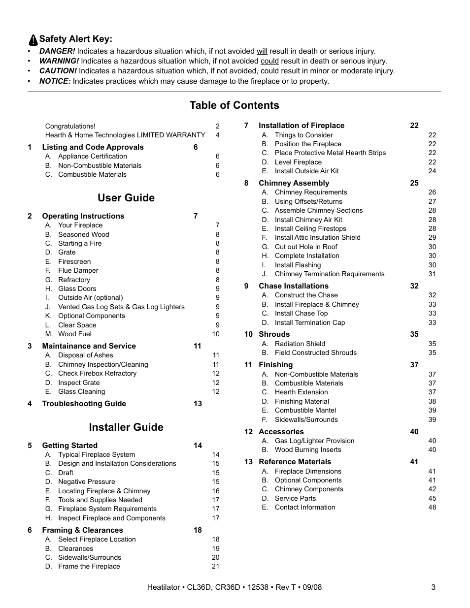 Hearth and Home Technologies CR36D User Manual | Page 3 / 48