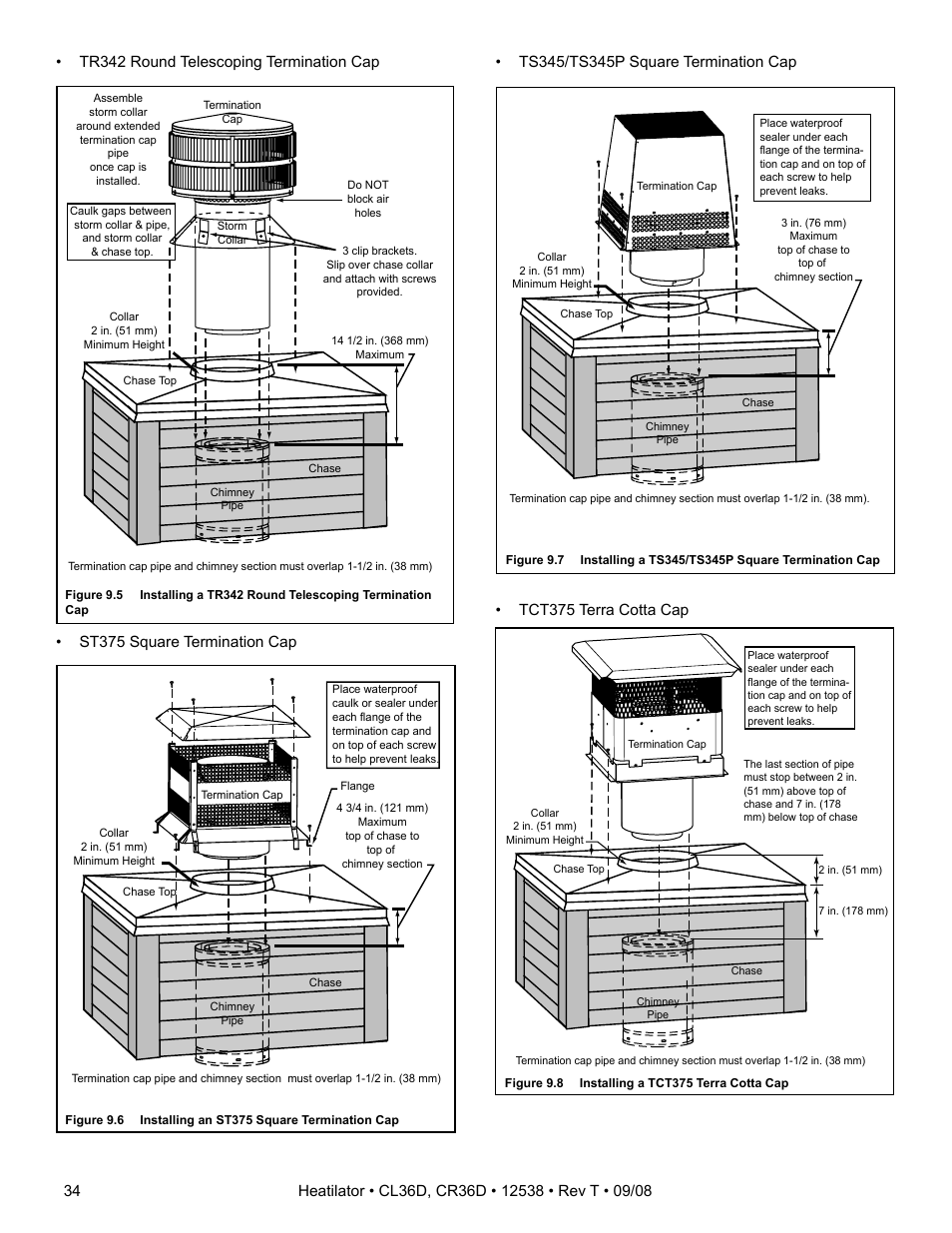 Tct375 terra cotta cap | Hearth and Home Technologies CR36D User Manual | Page 34 / 48