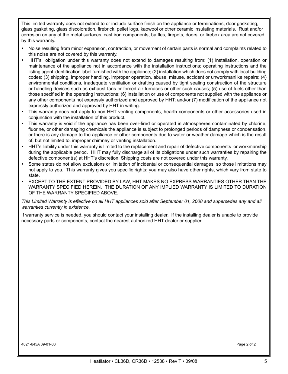 Hearth and Home Technologies CR36D User Manual | Page 5 / 48