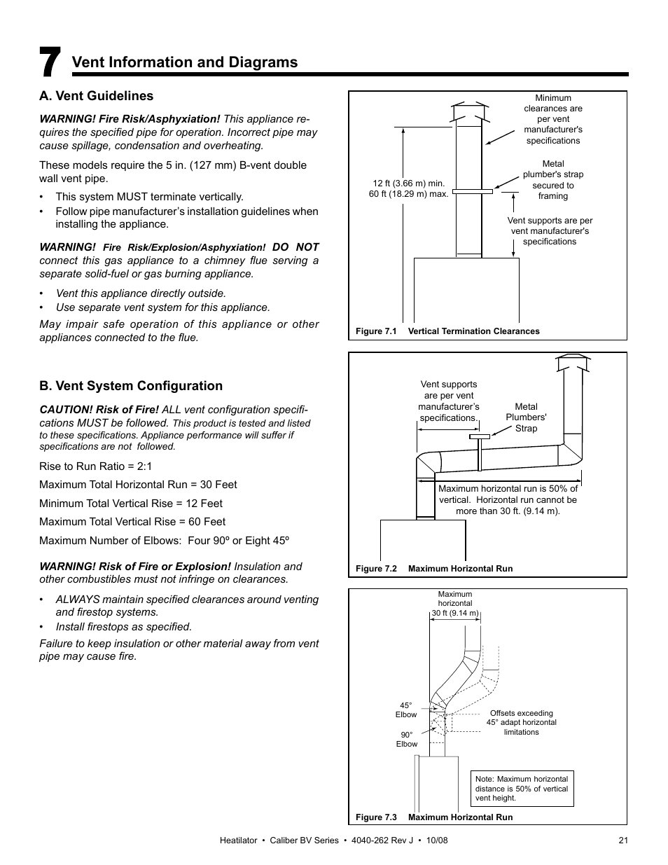 Vent information and diagrams | Hearth and Home Technologies B-Vent Gas Appliance CB4842IR User Manual | Page 21 / 40