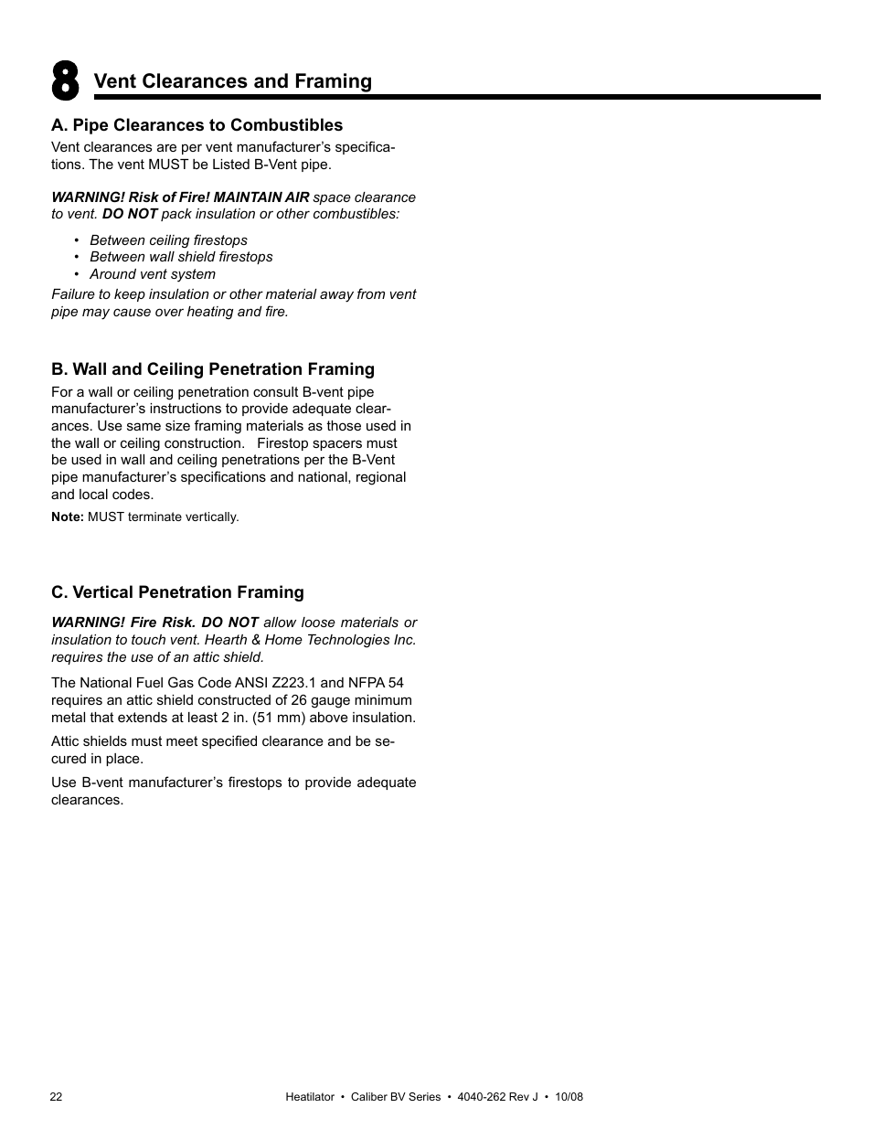 Hearth and Home Technologies B-Vent Gas Appliance CB4842IR User Manual | Page 22 / 40