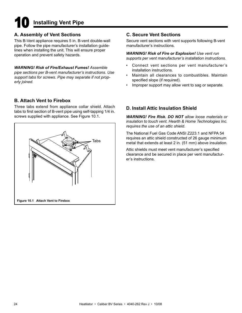 Hearth and Home Technologies B-Vent Gas Appliance CB4842IR User Manual | Page 24 / 40