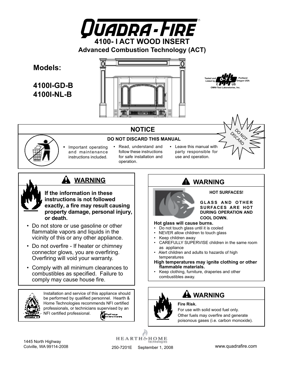 Hearth and Home Technologies 4100I-GD-B User Manual | 28 pages