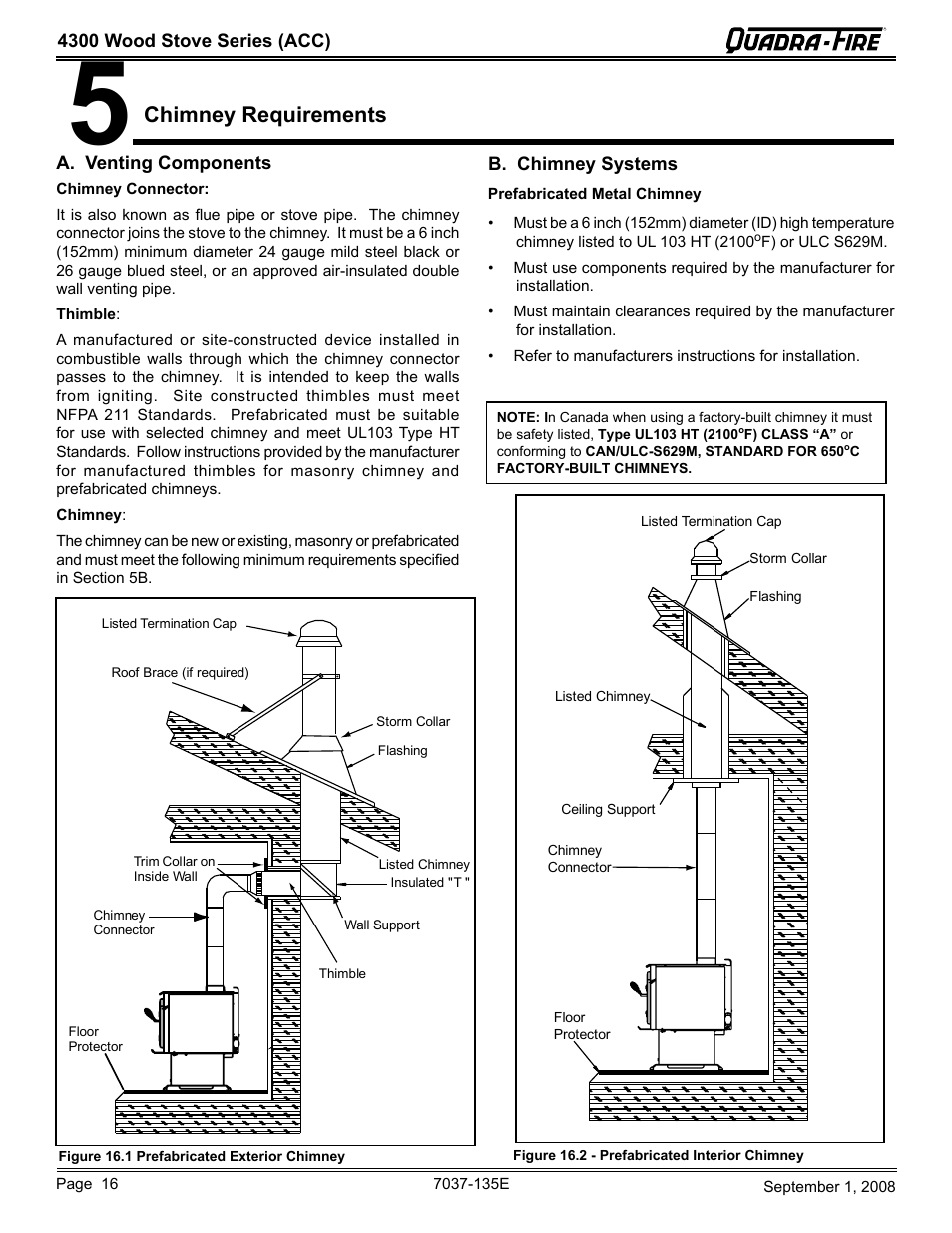 Chimney requirements | Hearth and Home Technologies Quadra-Fire 43ST-ACC User Manual | Page 16 / 48