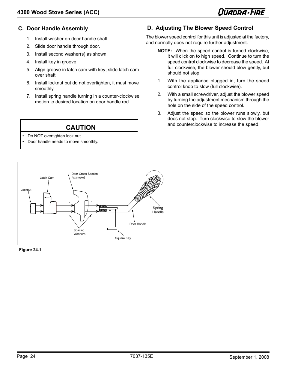 Caution, 4300 wood stove series (acc) | Hearth and Home Technologies Quadra-Fire 43ST-ACC User Manual | Page 24 / 48