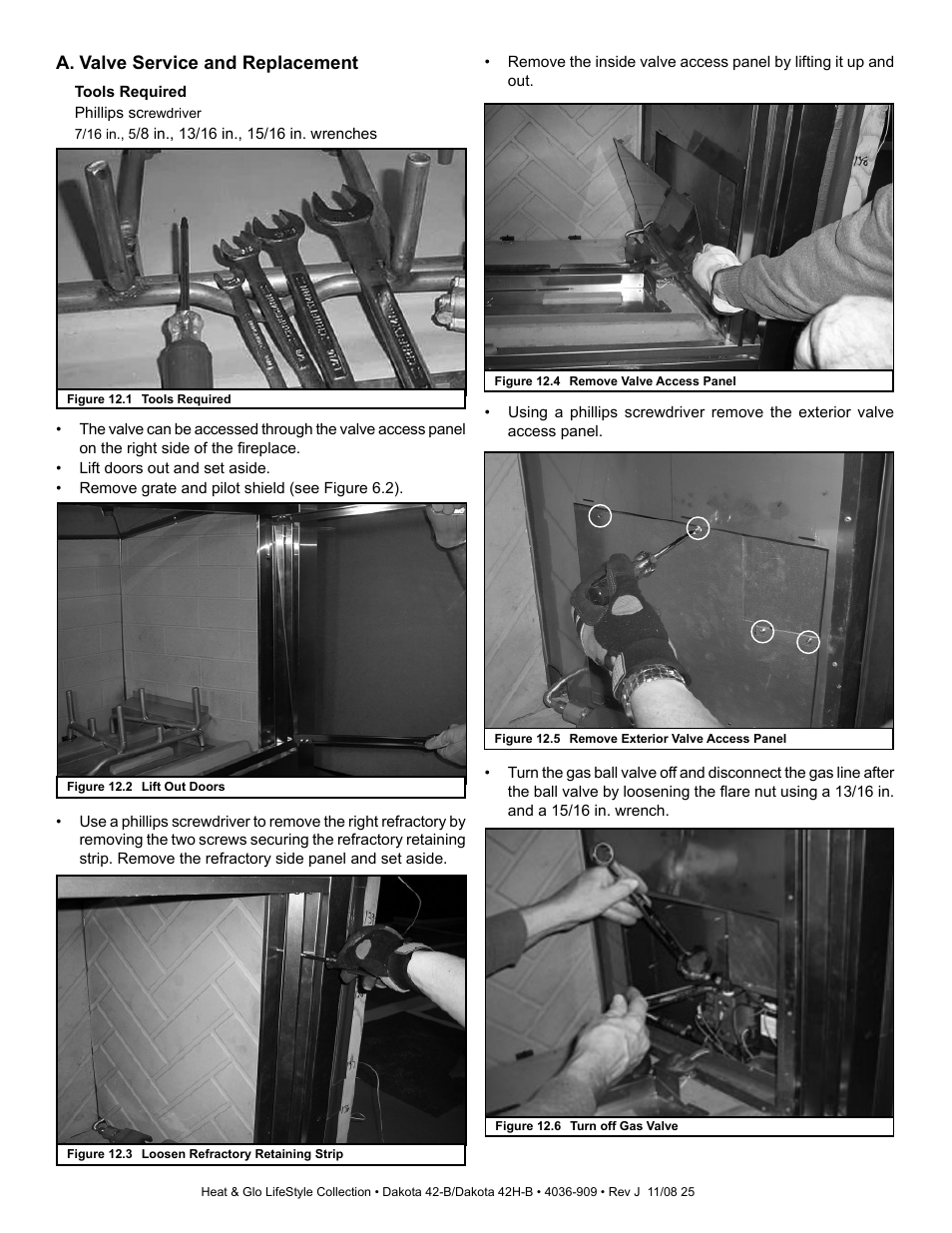 A. valve service and replacement | Hearth and Home Technologies Dakota 42-B User Manual | Page 25 / 36