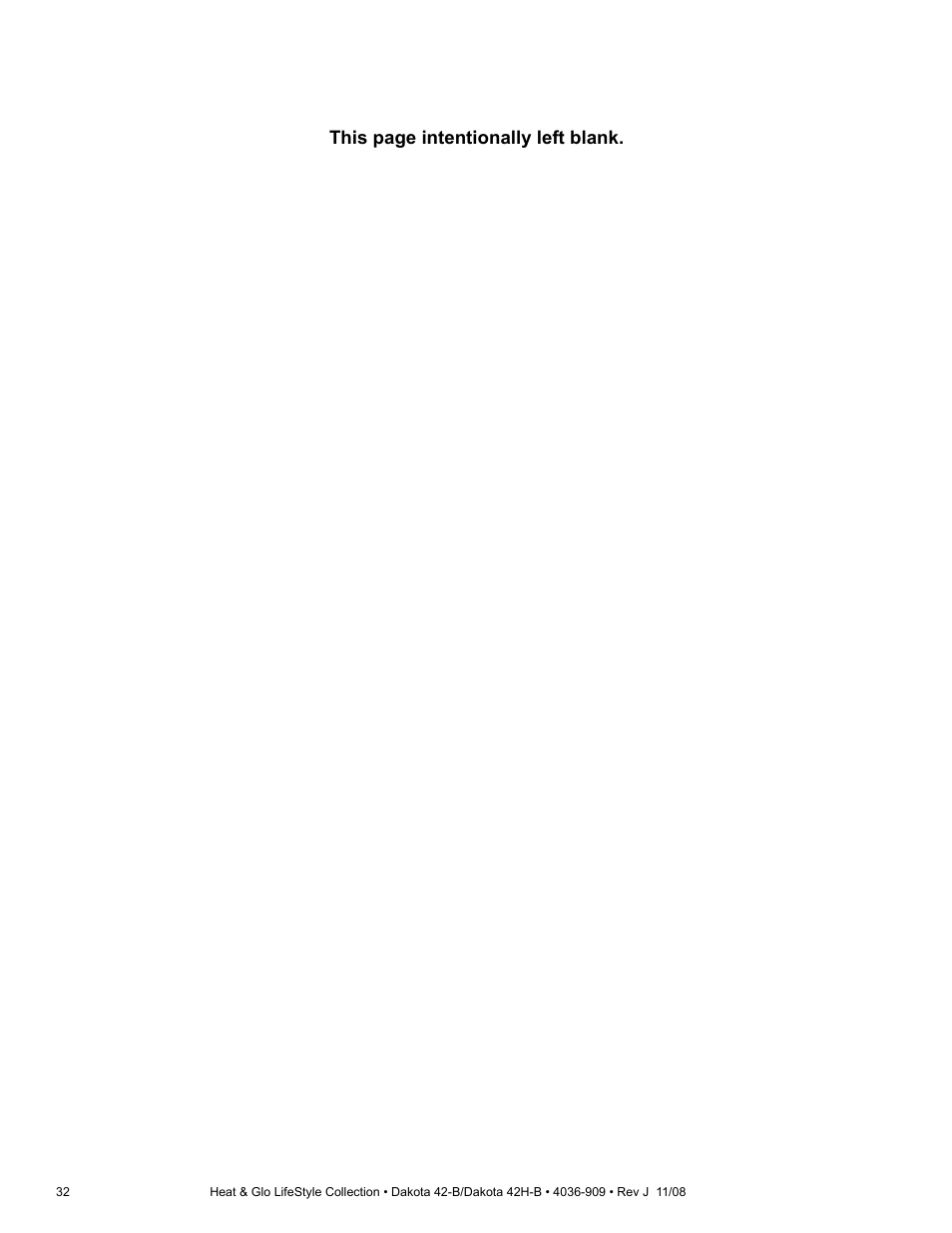 This page intentionally left blank | Hearth and Home Technologies Dakota 42-B User Manual | Page 32 / 36