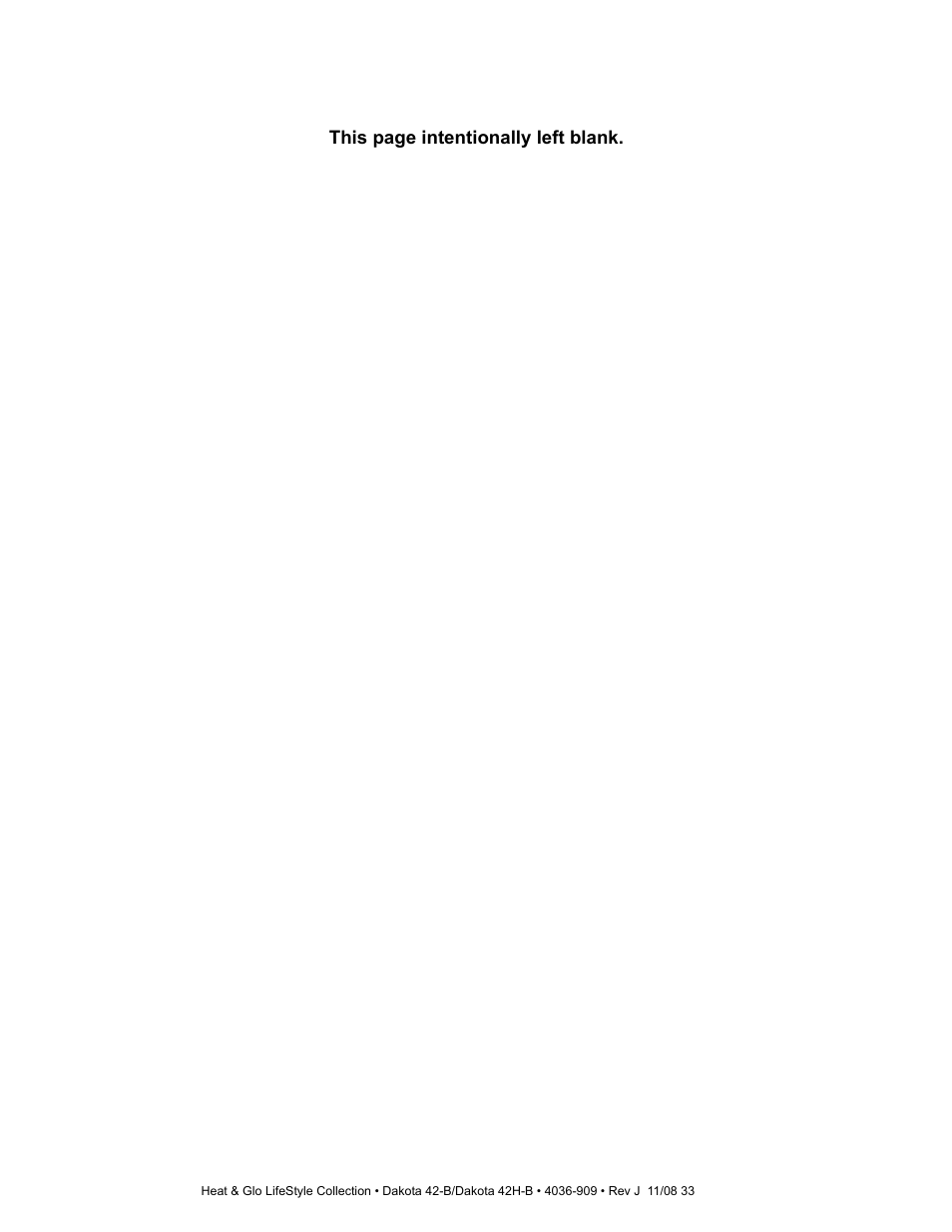 This page intentionally left blank | Hearth and Home Technologies Dakota 42-B User Manual | Page 33 / 36