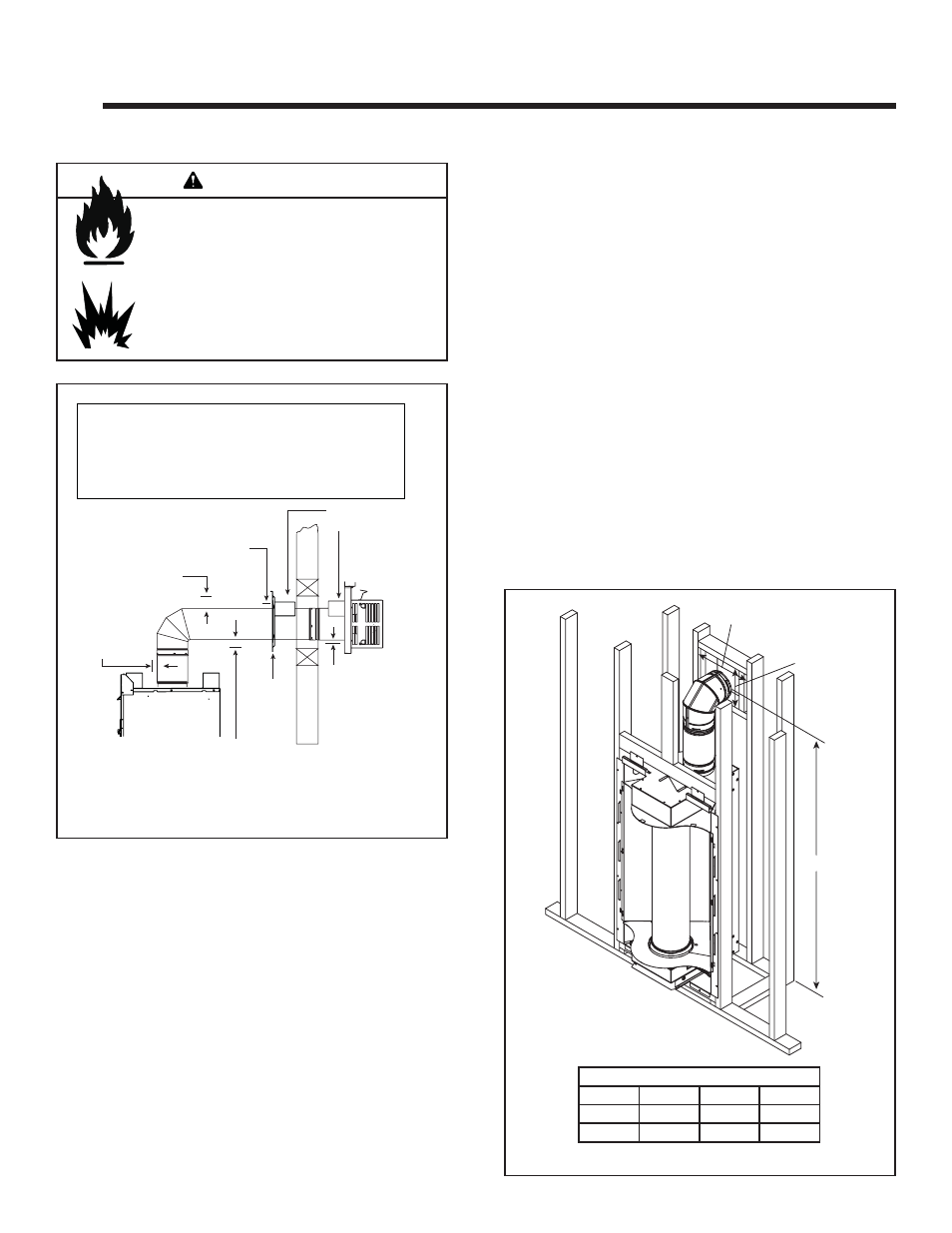 Vent clearances and framing, Warning, A. pipe clearances to combustibles | B. wall penetration framing | Hearth and Home Technologies Cyclone-BC User Manual | Page 17 / 48