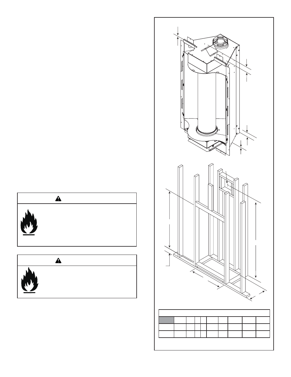Warning, B. constructing the appliance chase, C. clearances | Hearth and Home Technologies Cyclone-BC User Manual | Page 8 / 48