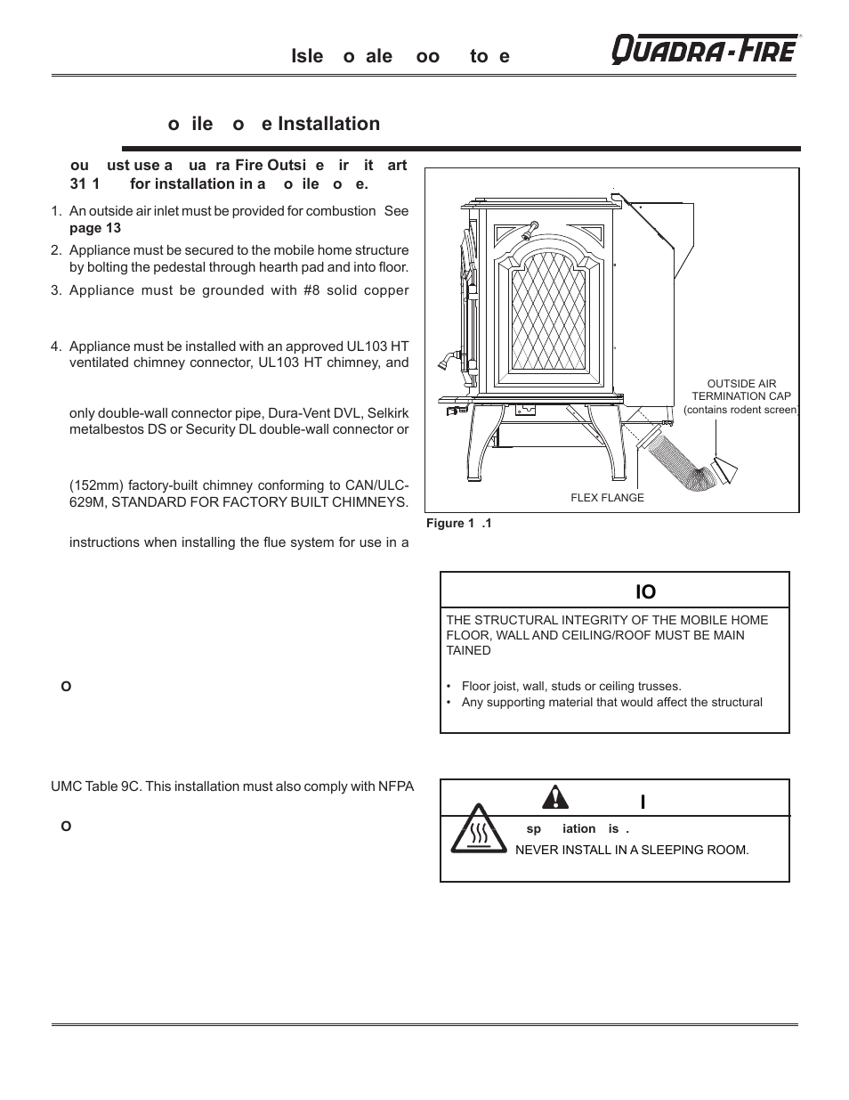 Isle o ale oo to e, O ile o e installation | Hearth and Home Technologies QUADRA-FIRE 823-0170 - MBK User Manual | Page 19 / 40