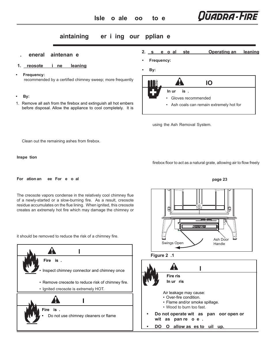 Isle o ale oo to e, Aintaining er i ing our pplian e | Hearth and Home Technologies QUADRA-FIRE 823-0170 - MBK User Manual | Page 27 / 40