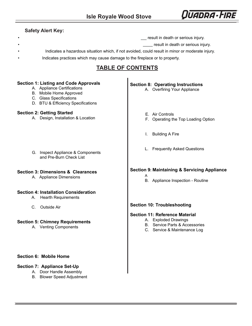 Hearth and Home Technologies QUADRA-FIRE 823-0170 - MBK User Manual | Page 3 / 40
