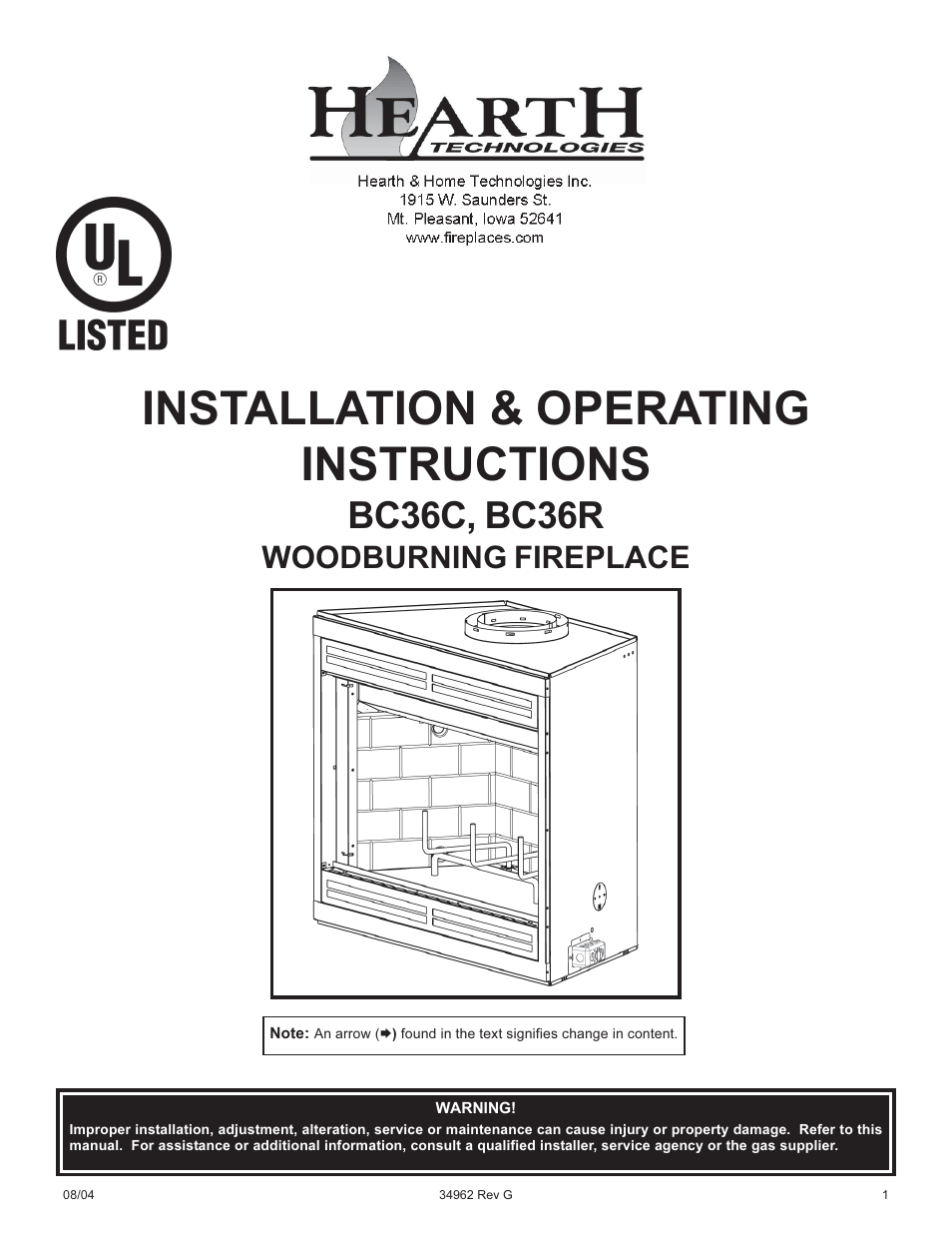 Hearth and Home Technologies BC36C User Manual | 32 pages
