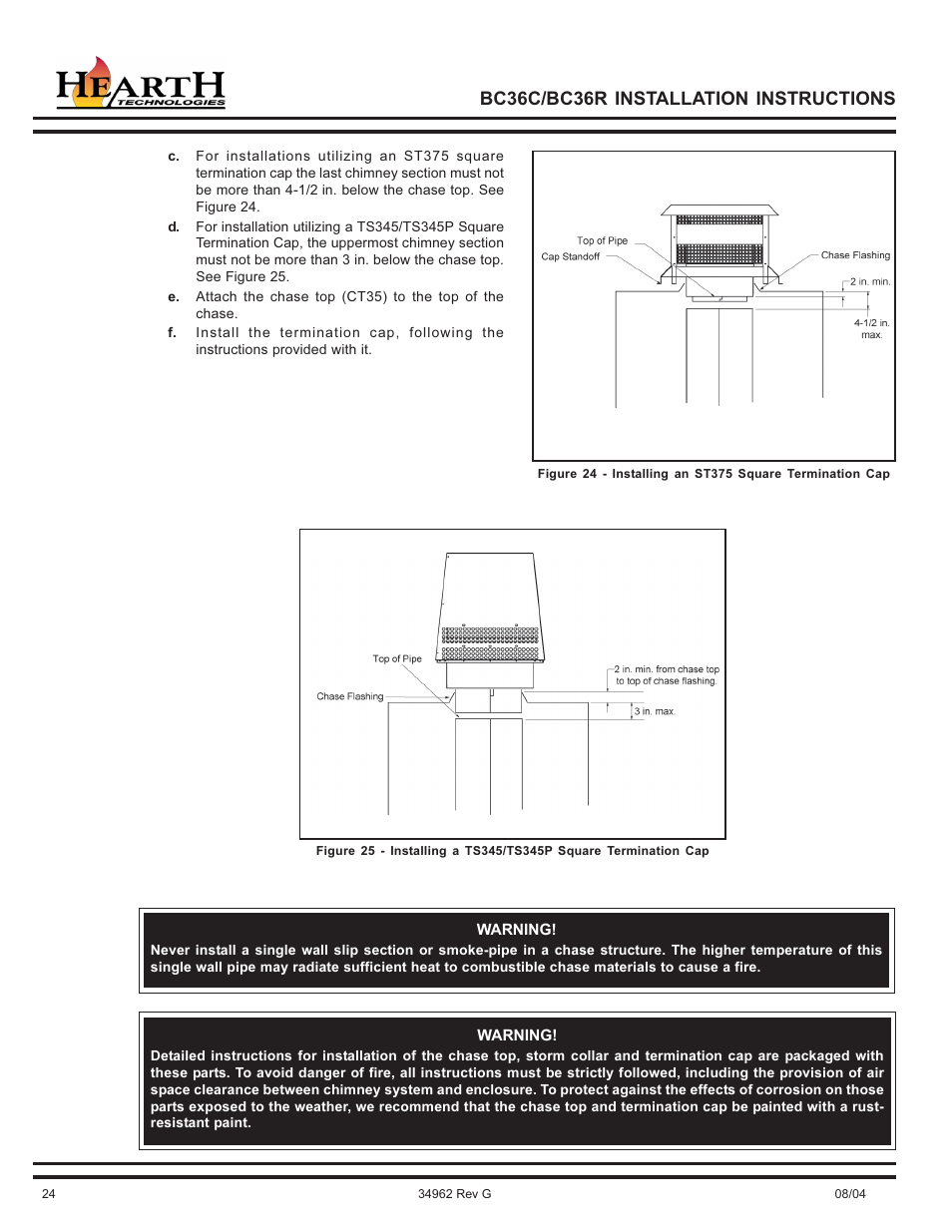 Bc36c/bc36r installation instructions | Hearth and Home Technologies BC36C User Manual | Page 24 / 32
